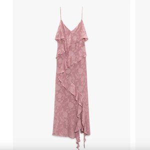 ZARA Pink Ruffled Floral Dress